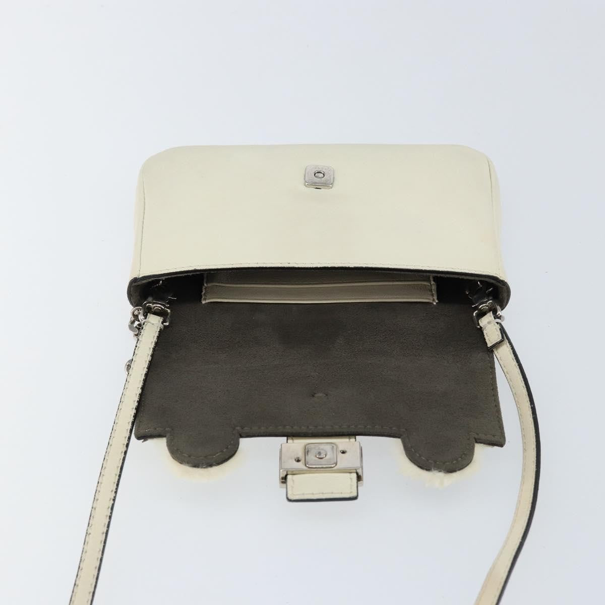 Fendi Monster Baguette Leather, WHITE, LEATHER, Shoulder bag
