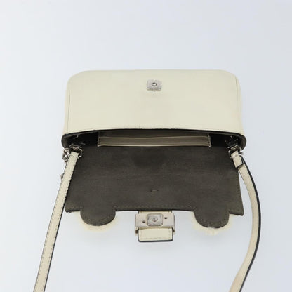 Fendi Monster Baguette Leather, WHITE, LEATHER, Shoulder bag