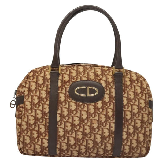 Christian Dior Vintage CD Trotter Handbag Canvas, BROWN, CANVAS, Handbag