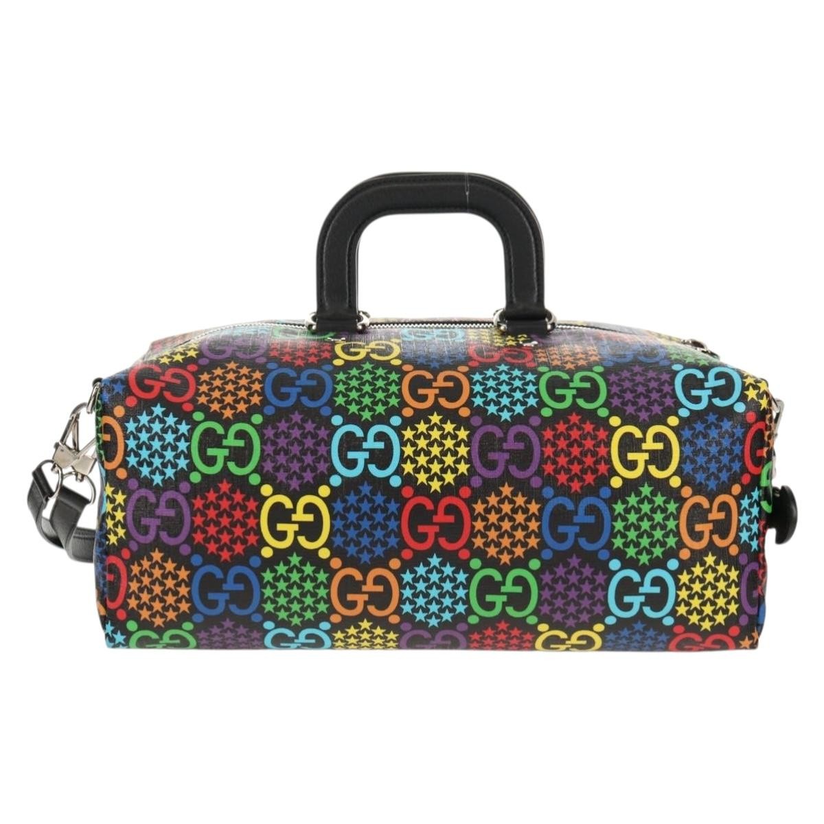 Gucci Convertible Duffle Backpack Psychedelic Print GG Coated Canvas, MULTICOLOUR, PVC, Travel bag