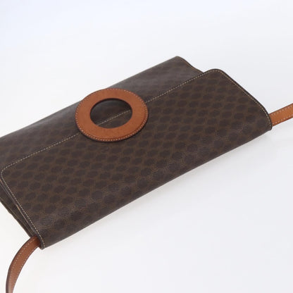 Celine Vintage Macadam Circle Logo Shoulder Bag Canvas and Leather, BROWN, CANVAS, Shoulder bag