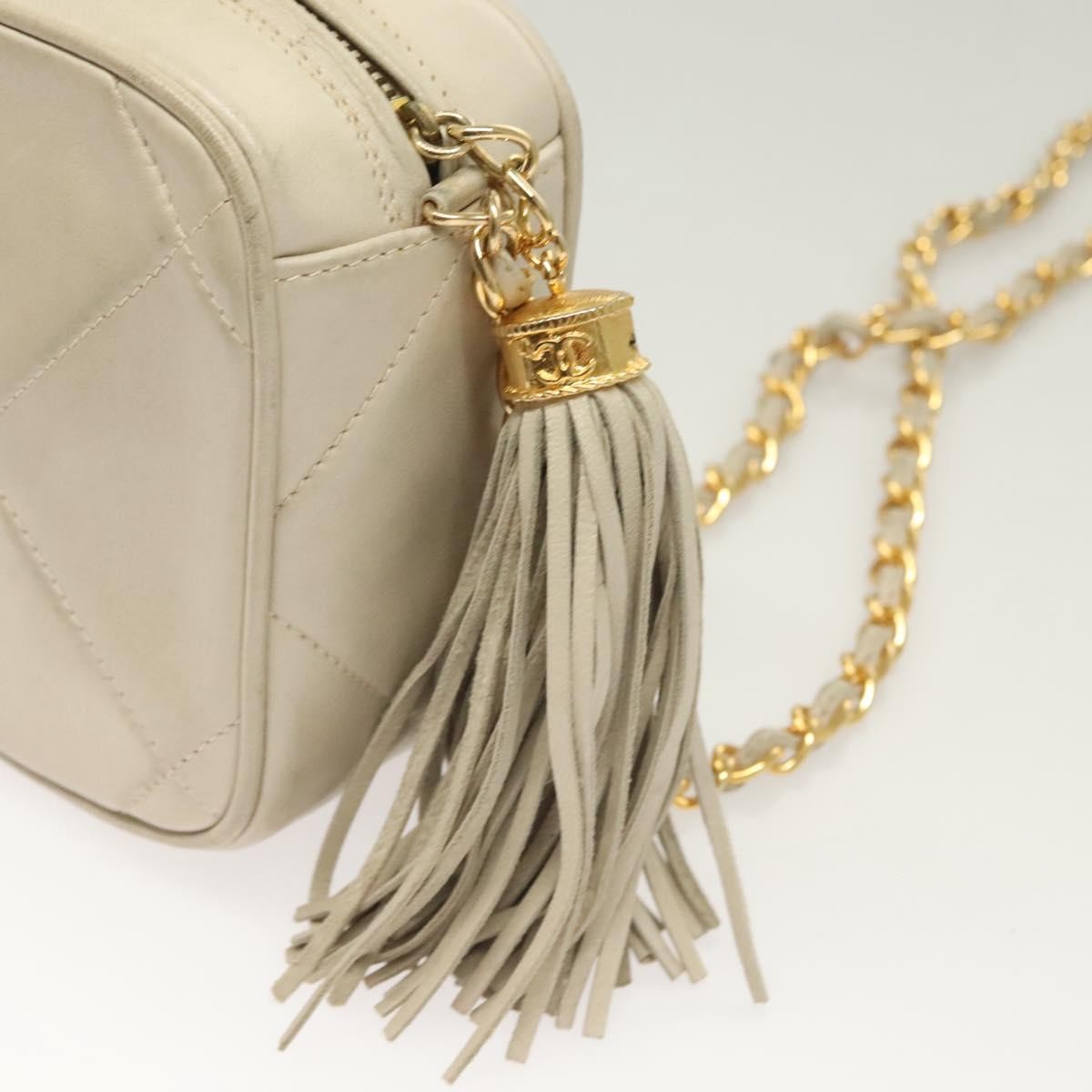 Chanel Camera CC Tassel Bag Leather, BEIGE, LEATHER, Crossbody bag