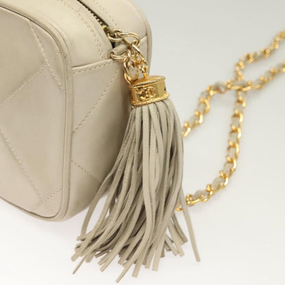 Chanel Camera CC Tassel Bag Leather, BEIGE, LEATHER, Crossbody bag
