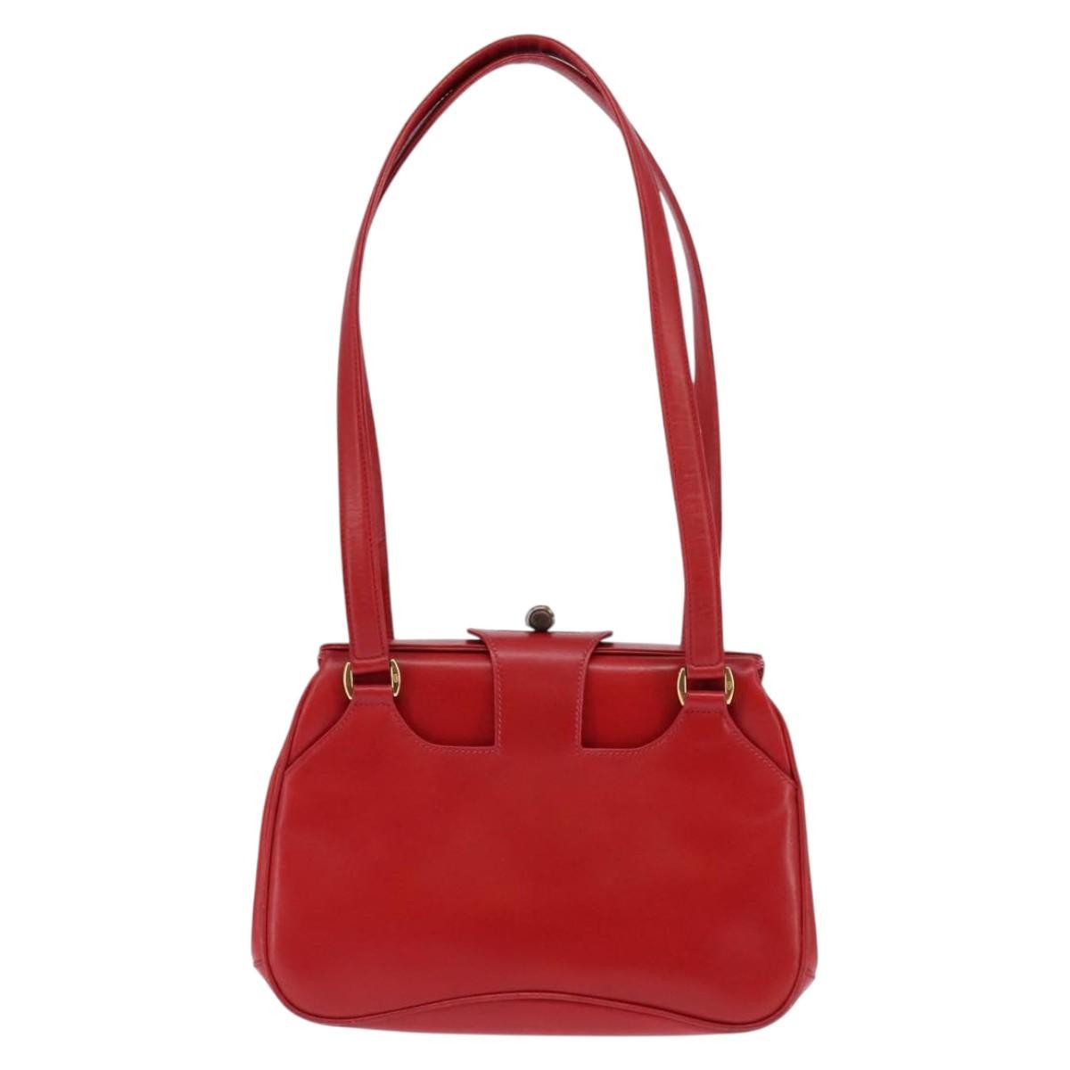 Gucci Vintage Bamboo Shoulder Bag Leather, RED, LEATHER, Shoulder bag