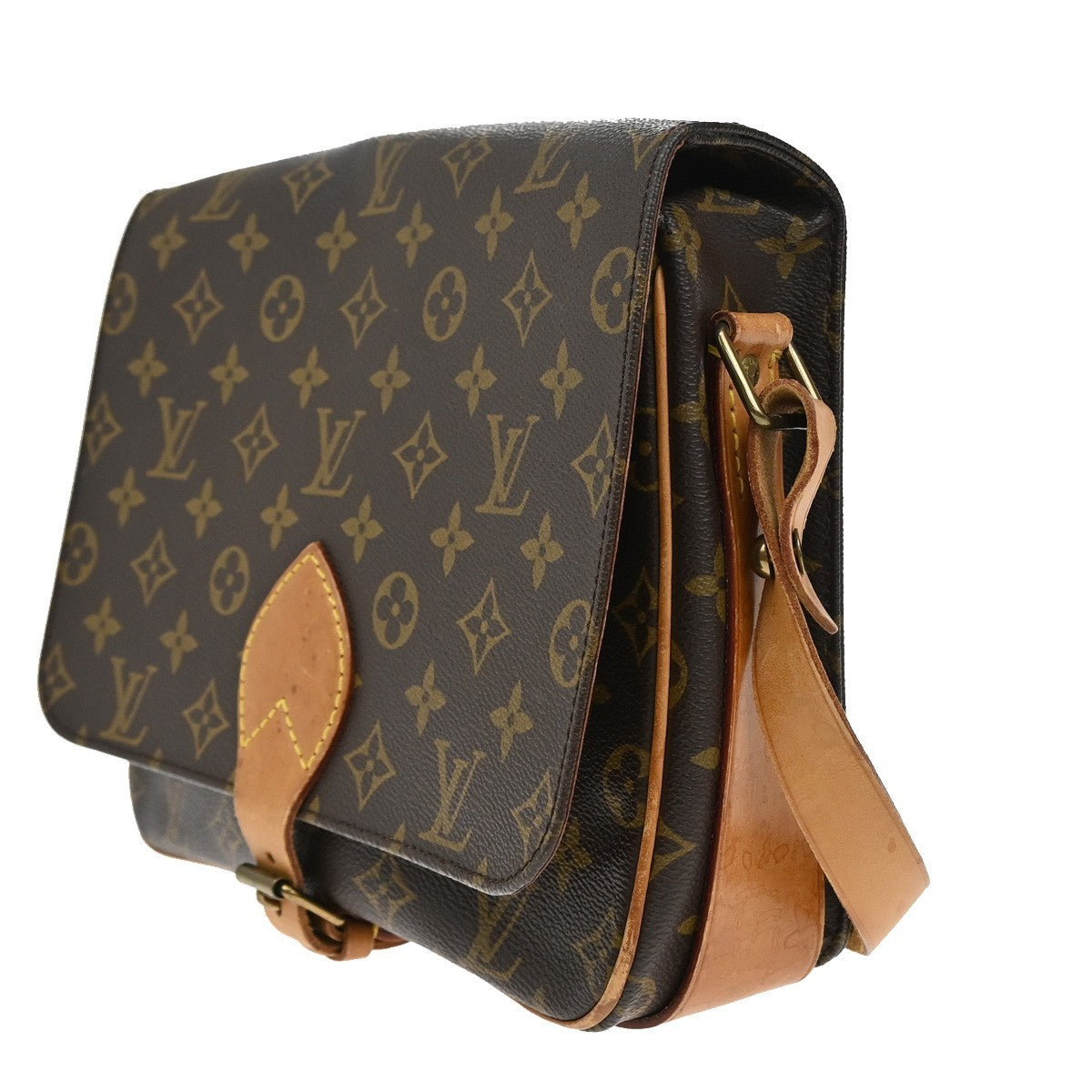 Louis Vuitton Cartouchiere Handbag Monogram Canvas, BROWN, LEATHER, Shoulder bag