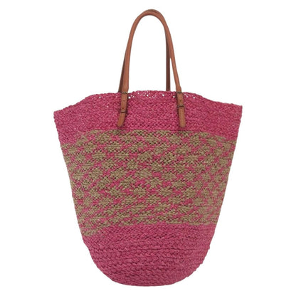 Balenciaga Panier Basket Tote Woven Raffia, PINK, WOOD, Tote bag