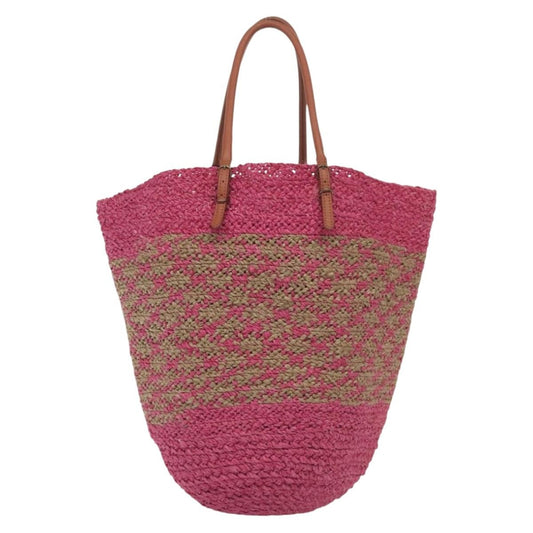 Balenciaga Panier Basket Tote Woven Raffia, PINK, WOOD, Tote bag