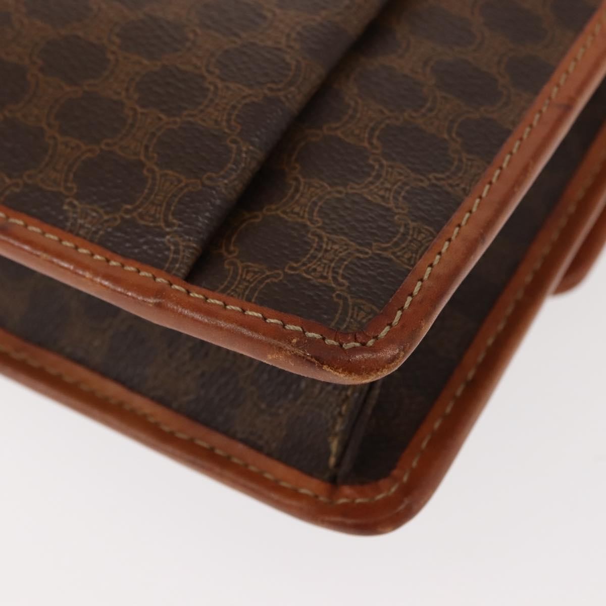 Celine Vintage Macadam Shoulder Bag Canvas and Leather, BROWN, CANVAS, Shoulder bag