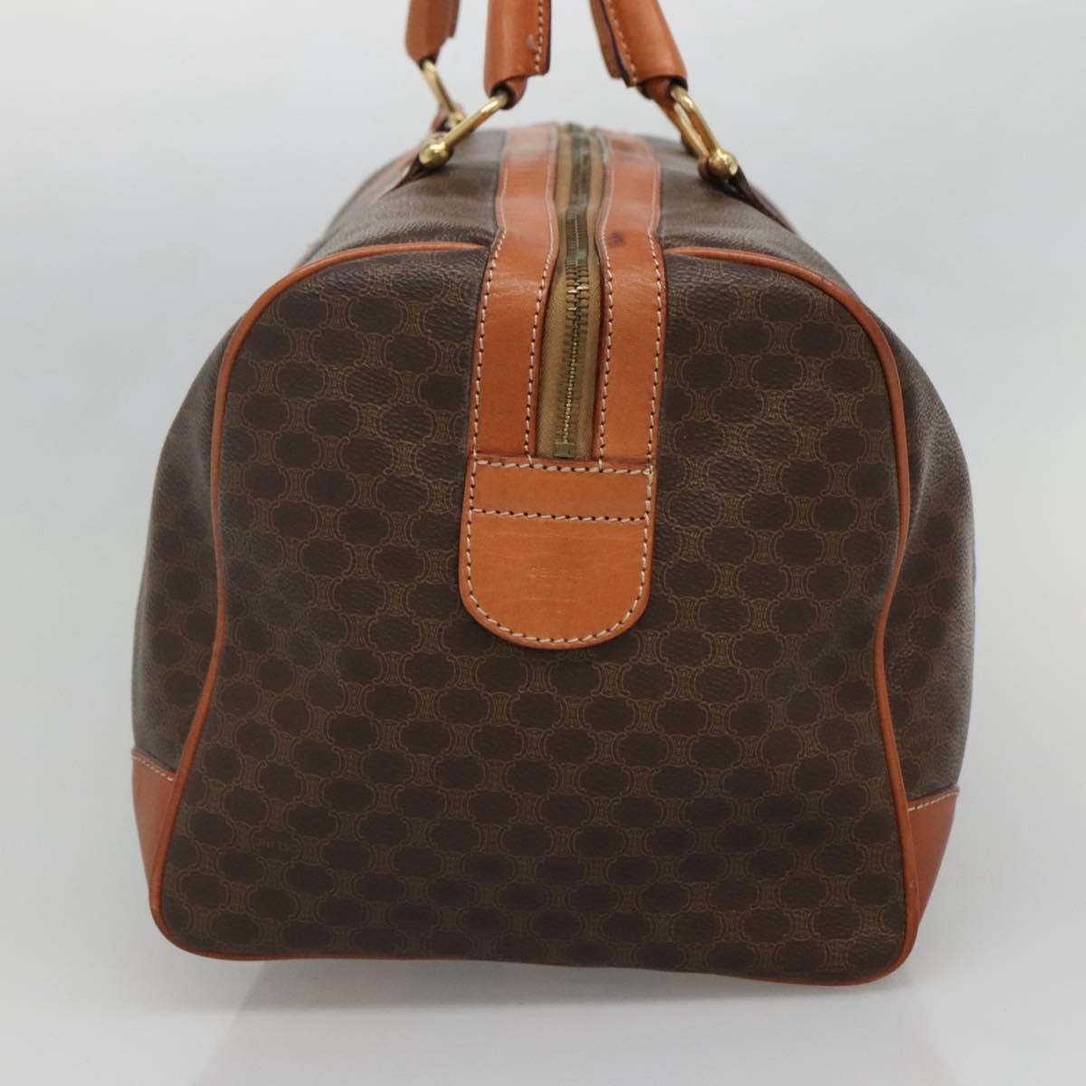 Celine Vintage Duffle Bag Macadam Coated Canvas, BROWN, CANVAS, Travel bag