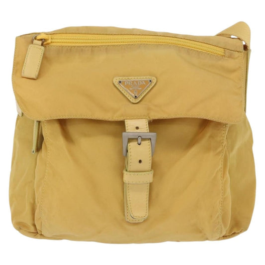 Prada Buckle Messenger Bag Tessuto, YELLOW, NYLON, Shoulder bag