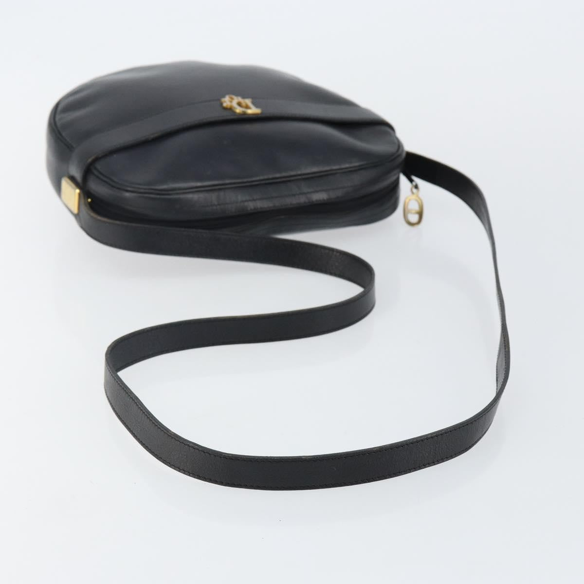 Christian Dior Vintage Shoulder Bag Leather, NAVY, LEATHER, Shoulder bag