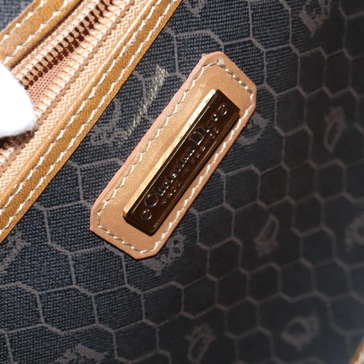 Christian Dior Vintage Honeycomb Handbag Canvas Leather, BLACK, CANVAS, Handbag
