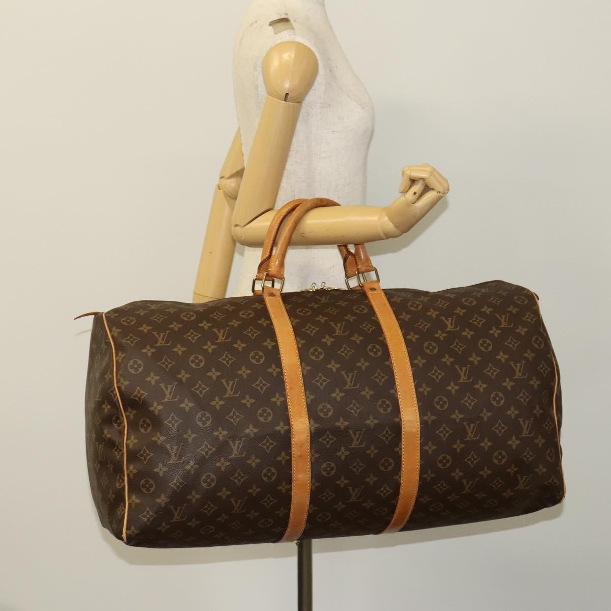 Louis Vuitton Keepall Bag Monogram Canvas, BROWN, CANVAS, Travel bag