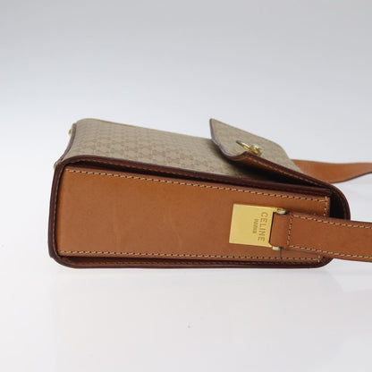 Celine Vintage Macadam Shoulder Bag Canvas and Leather, Beige, Canvas, Shoulder Bag