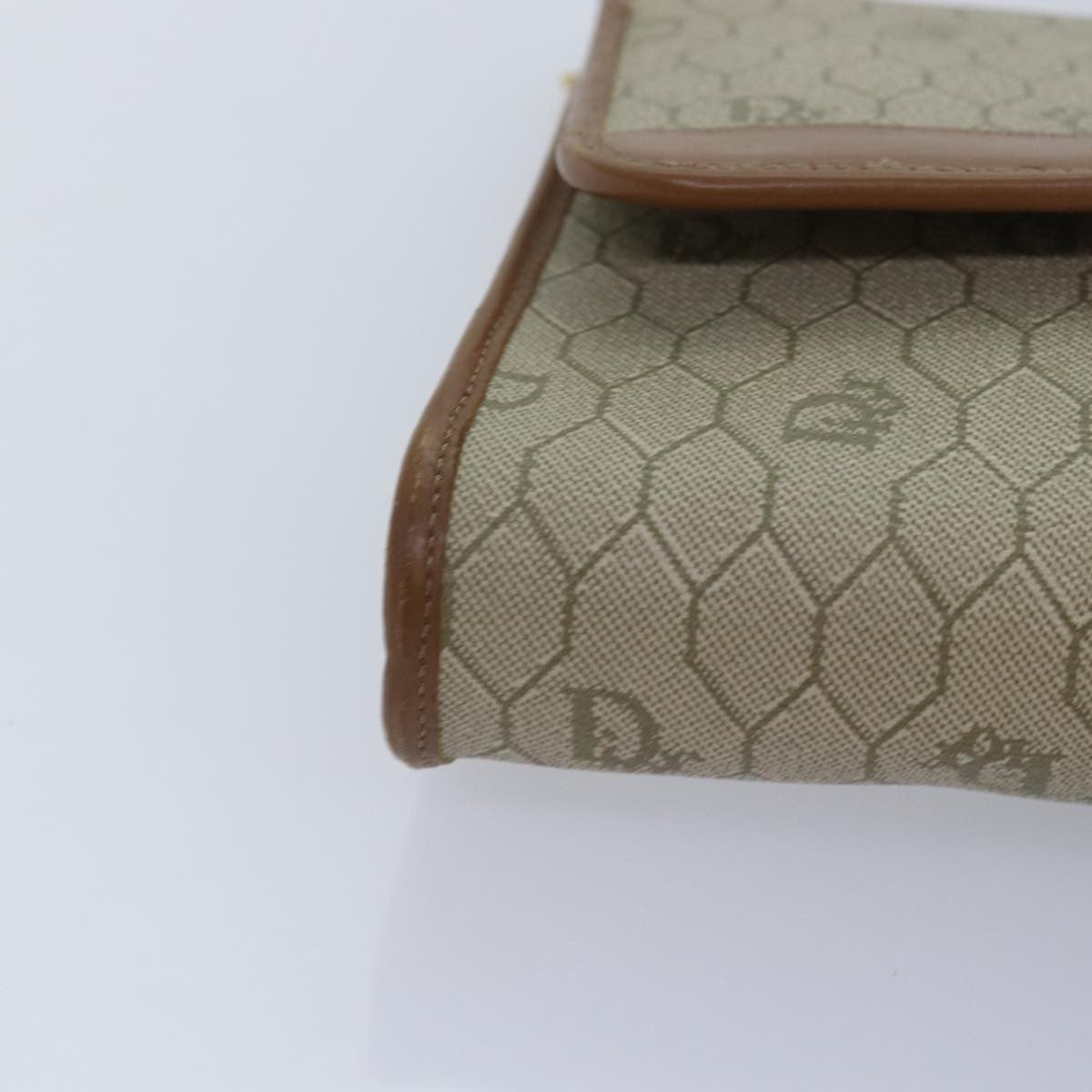 Christian Dior Vintage Honeycomb chain Canvas, BEIGE, PVC, Shoulder bag