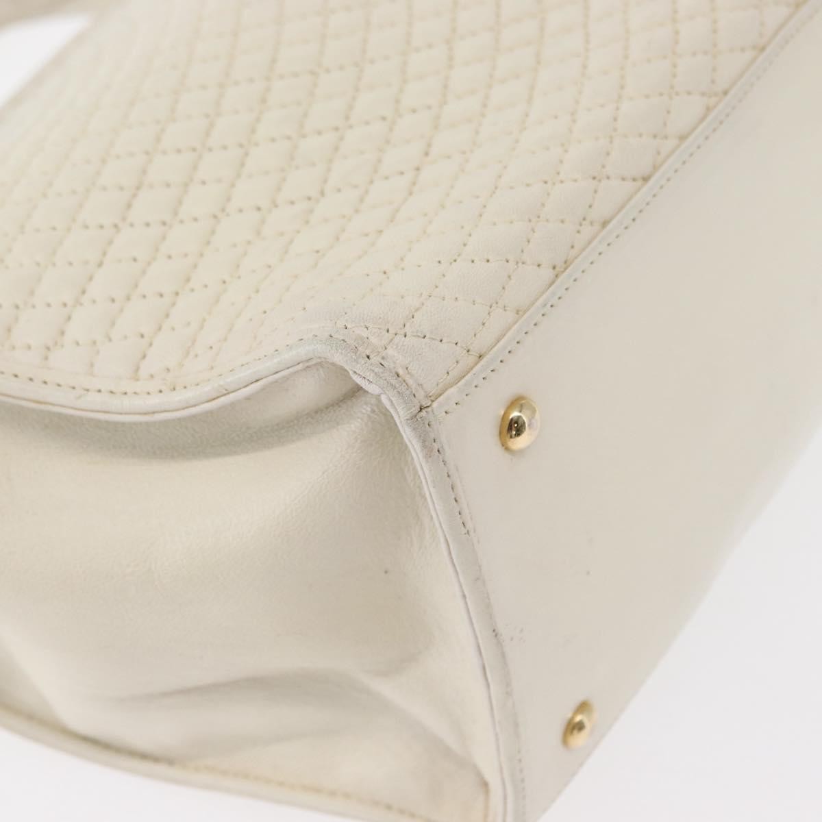 Bally Vintage Handbag Quilted Leather, White, Leather, Handbag