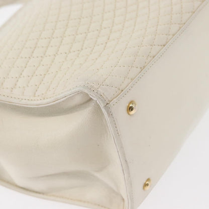 Bally Vintage Handbag Quilted Leather, White, Leather, Handbag