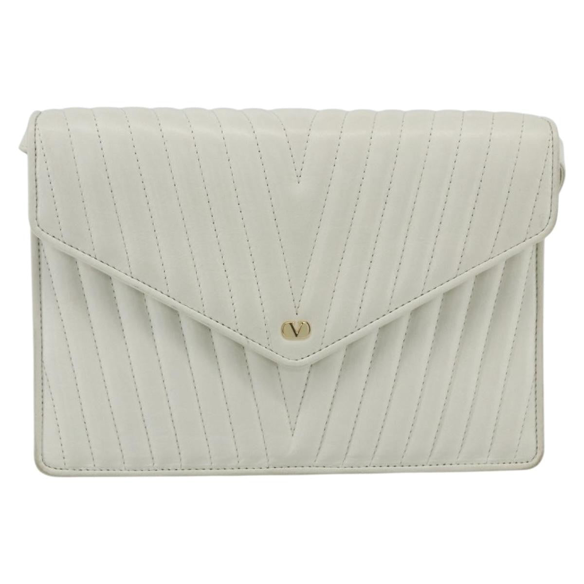 Valentino Garavani Vintage shoulder bag Leather, WHITE, LEATHER, Shoulder bag