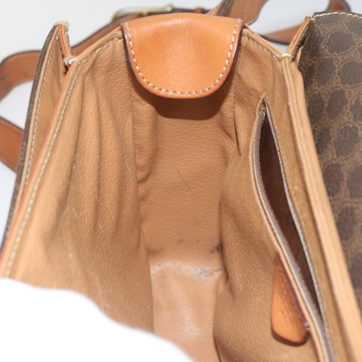 Celine Vintage Macadam Shoulder Bag Canvas and Leather, BROWN, CANVAS, Shoulder bag