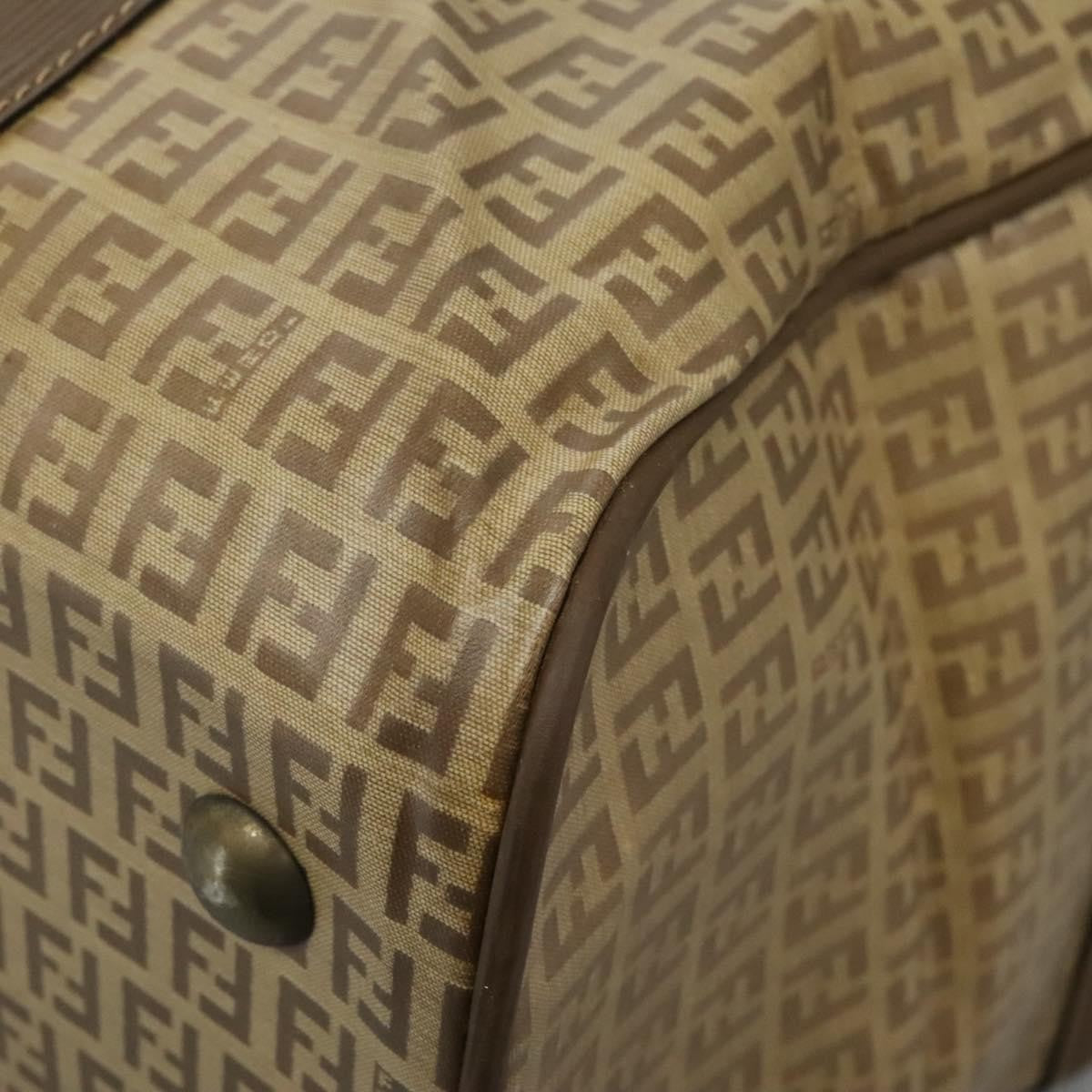 Fendi Boston Zucchino Coated Canvas, BEIGE, CANVAS, Travel bag