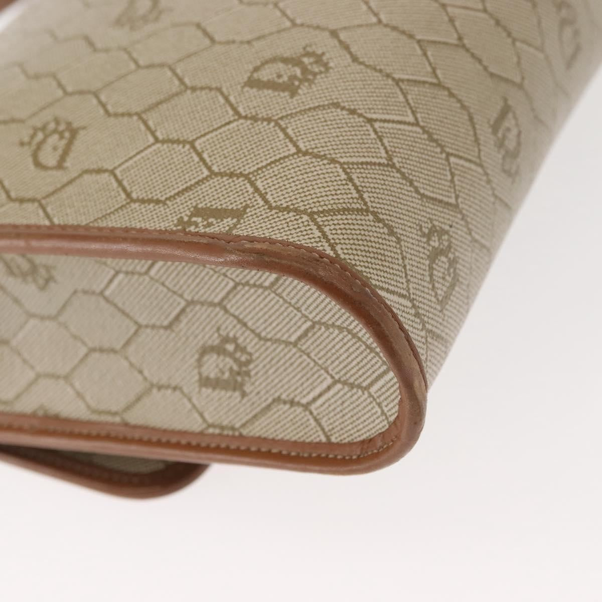 Christian Dior Vintage Honeycomb Flap Crossbody Bag Canvas and Leather, BEIGE, CANVAS, Shoulder bag