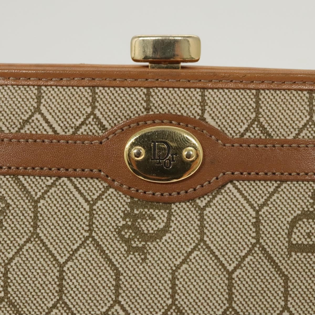 Christian Dior Vintage Honeycomb Zip Pouch Coated Canvas, BEIGE, PVC, Clutche & pouche