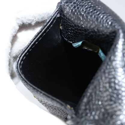 Chanel Vintage CC Phone Holder Crossbody Bag Caviar, BLACK, LEATHER, Clutche & pouche