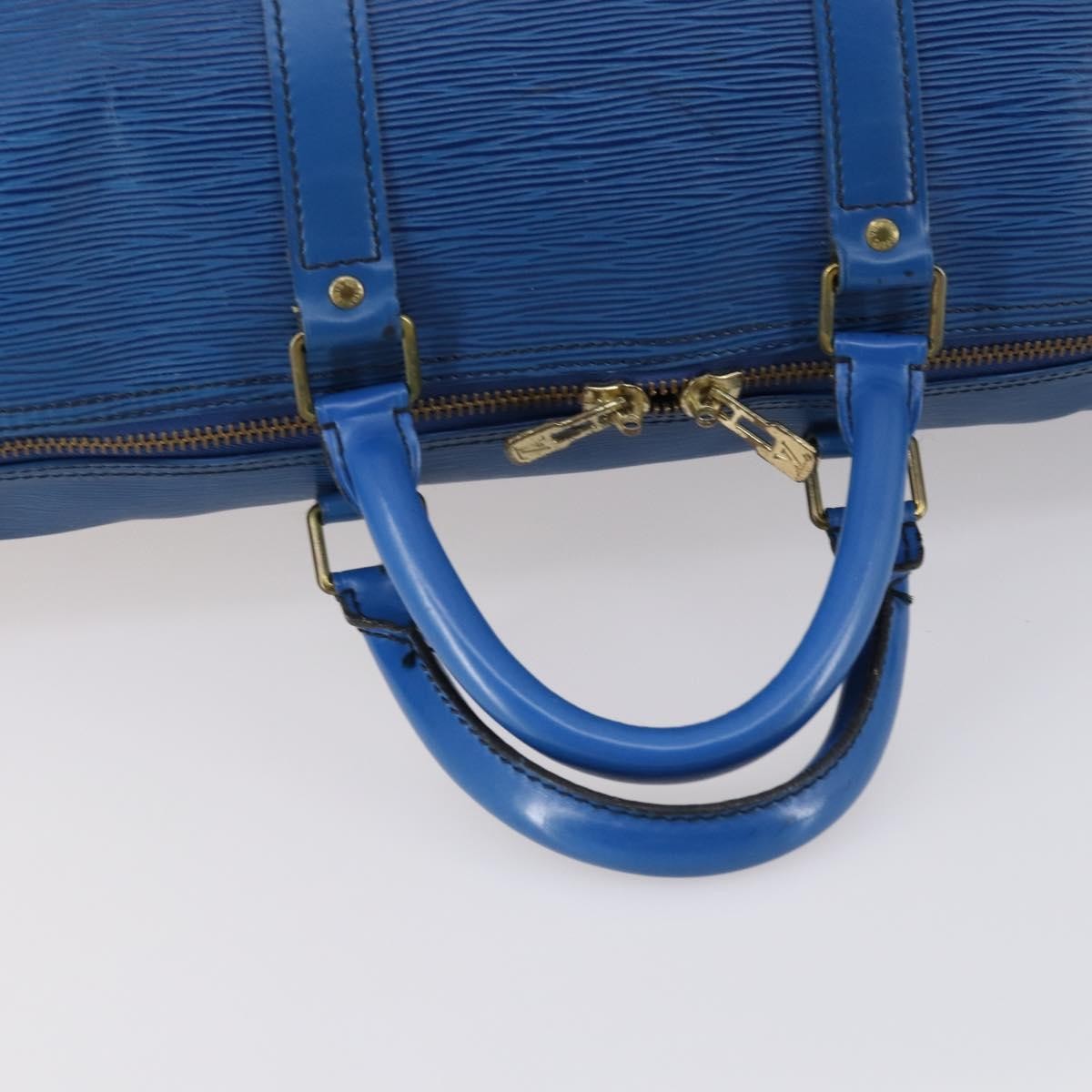 Louis Vuitton Keepall Bag Epi Leather, BLUE, LEATHER, Travel bag