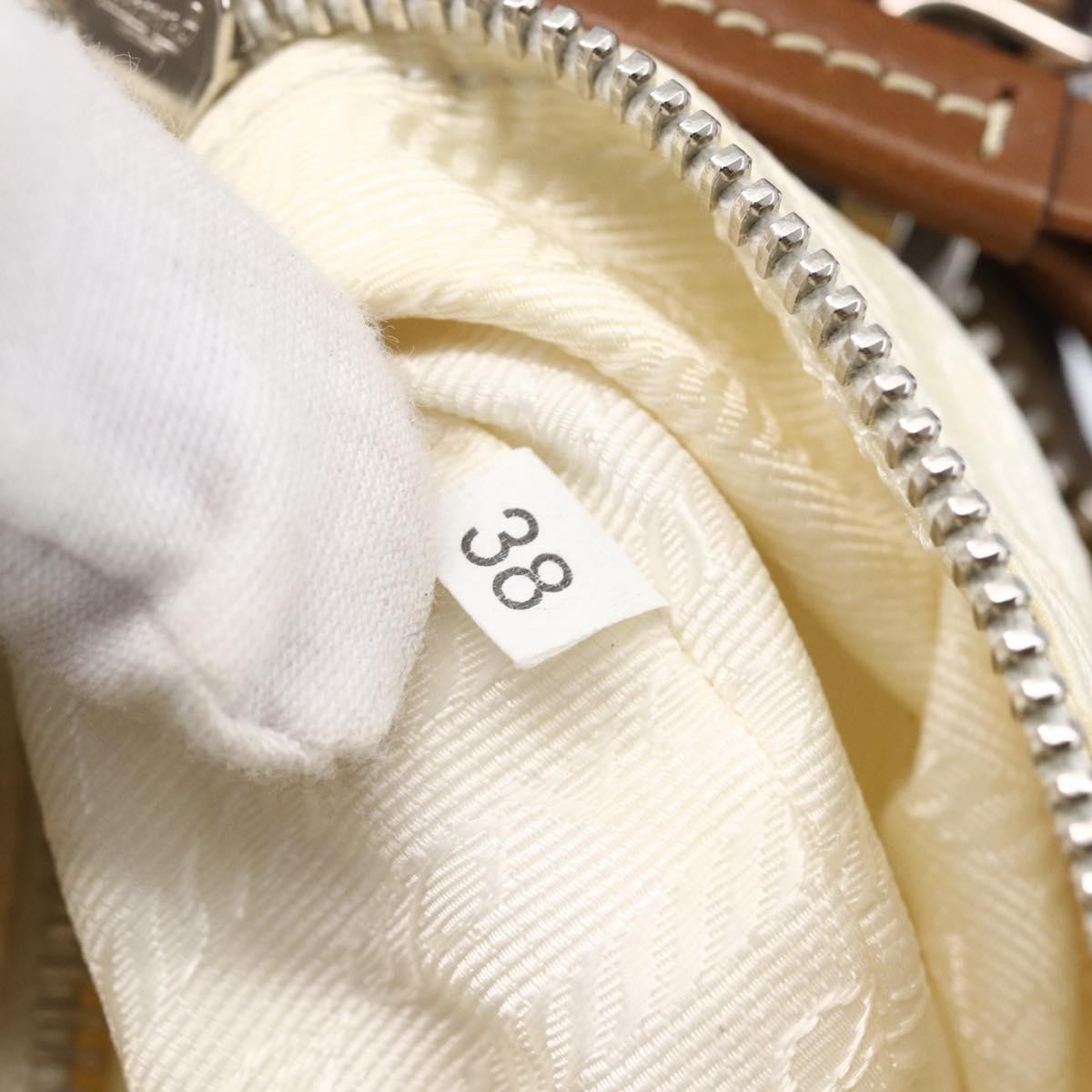 Prada Vintage Shoulder Bag Nylon and Leather, BEIGE, NYLON, Shoulder bag