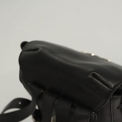 Salvatore Ferragamo Gancini Flap Drawstring Backpack Leather, BLACK, LEATHER, Backpack