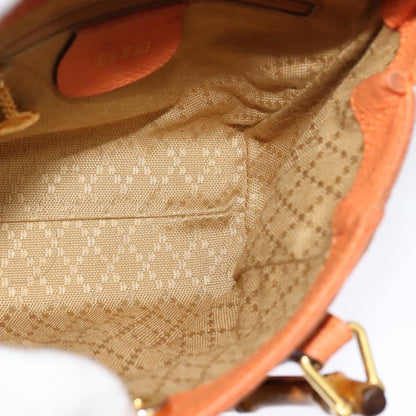 Gucci Vintage Bamboo Front Pocket Tote Suede, ORANGE, SUEDE, Tote bag