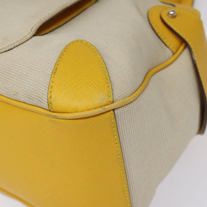Salvatore Ferragamo Gancini handbag Canvas and Leather, YELLOW, CANVAS, Handbag