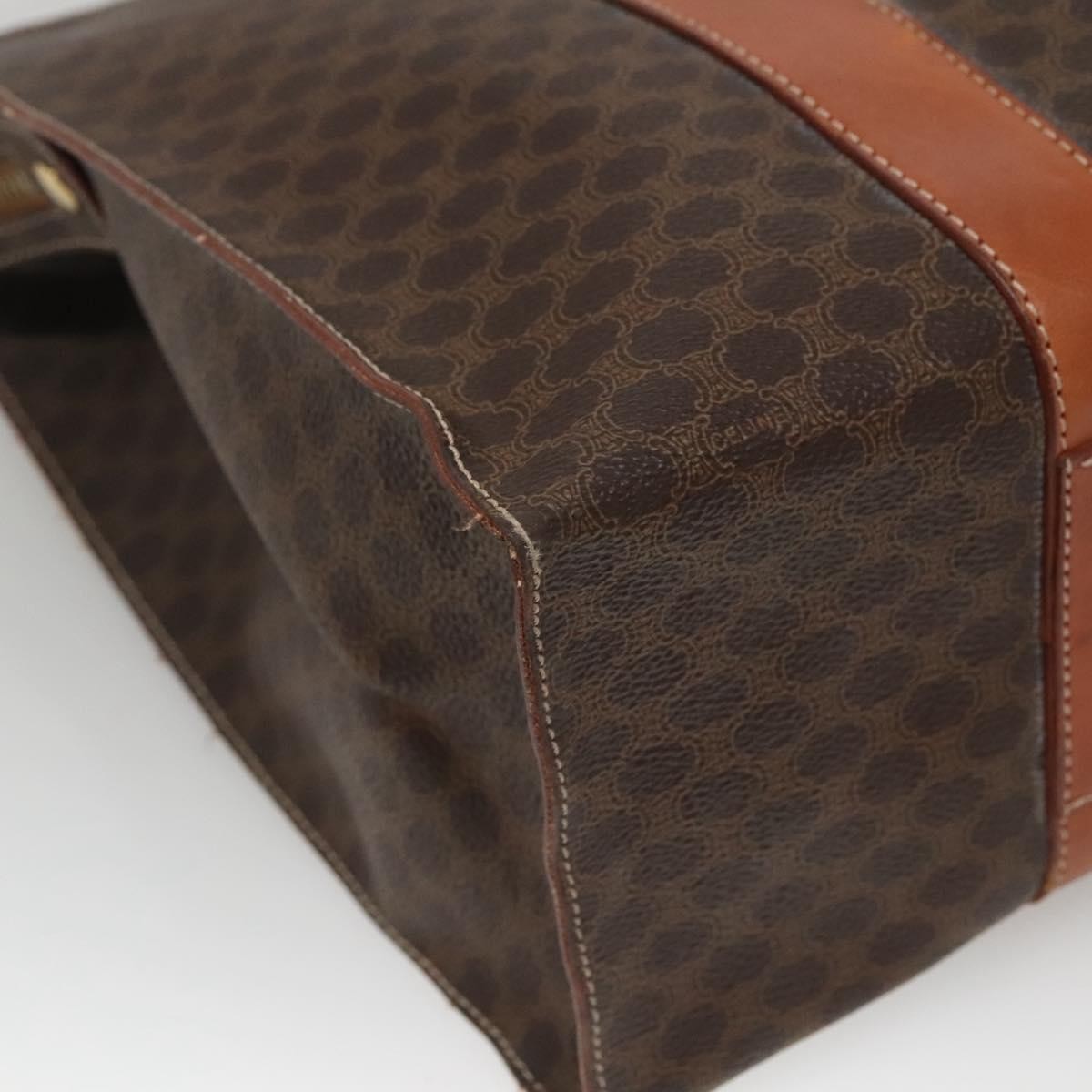 Celine Vintage Macadam Shopper Tote Coated Canvas, BROWN, CANVAS, Tote bag