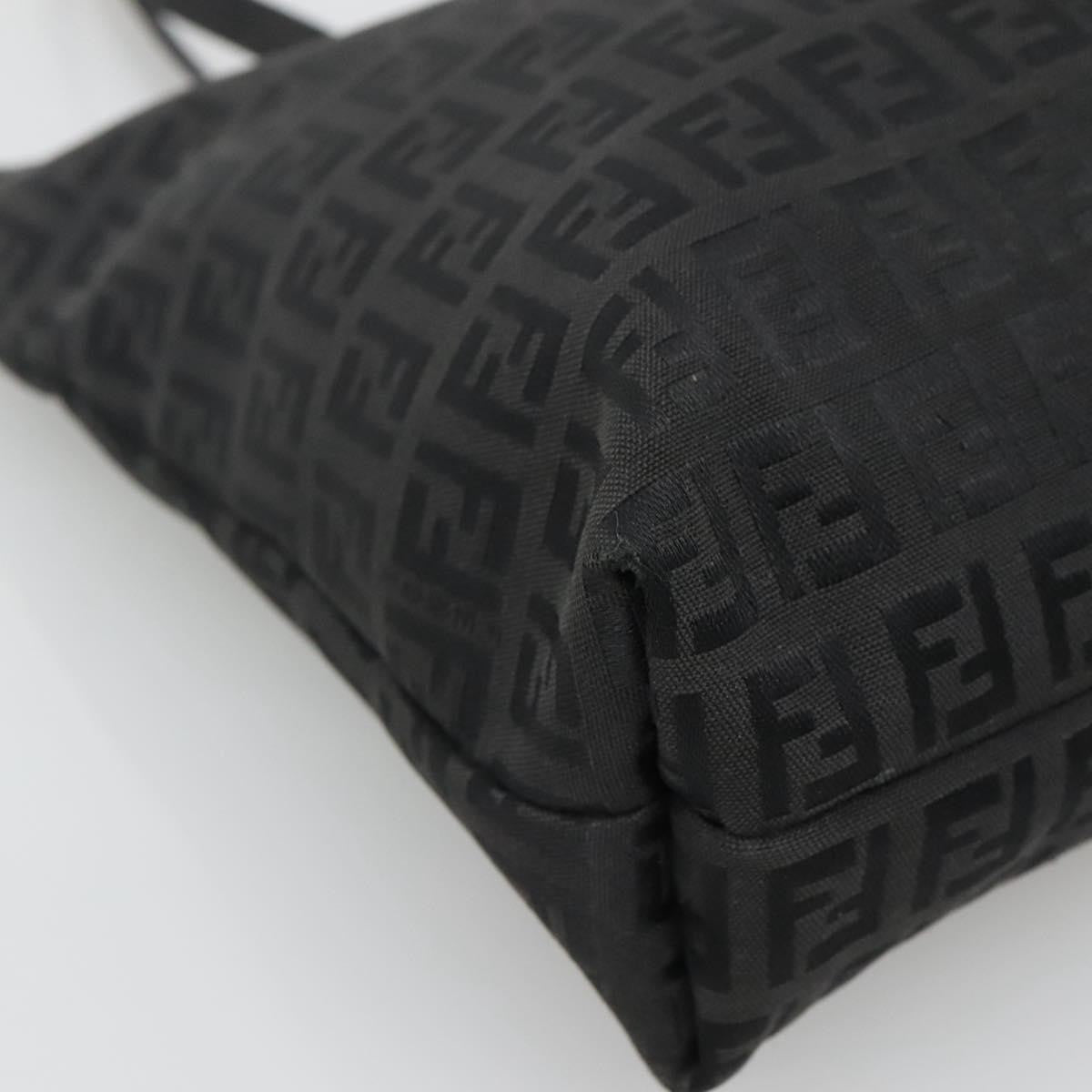 Fendi Roll Tote Zucchino Canvas, BLACK, CANVAS, Tote bag