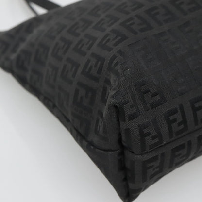 Fendi Roll Tote Zucchino Canvas, BLACK, CANVAS, Tote bag