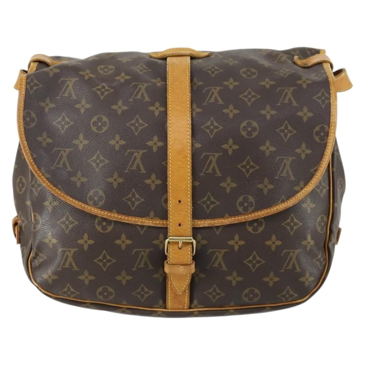 Louis Vuitton Saumur Handbag Monogram Canvas, BROWN, CANVAS, Shoulder bag