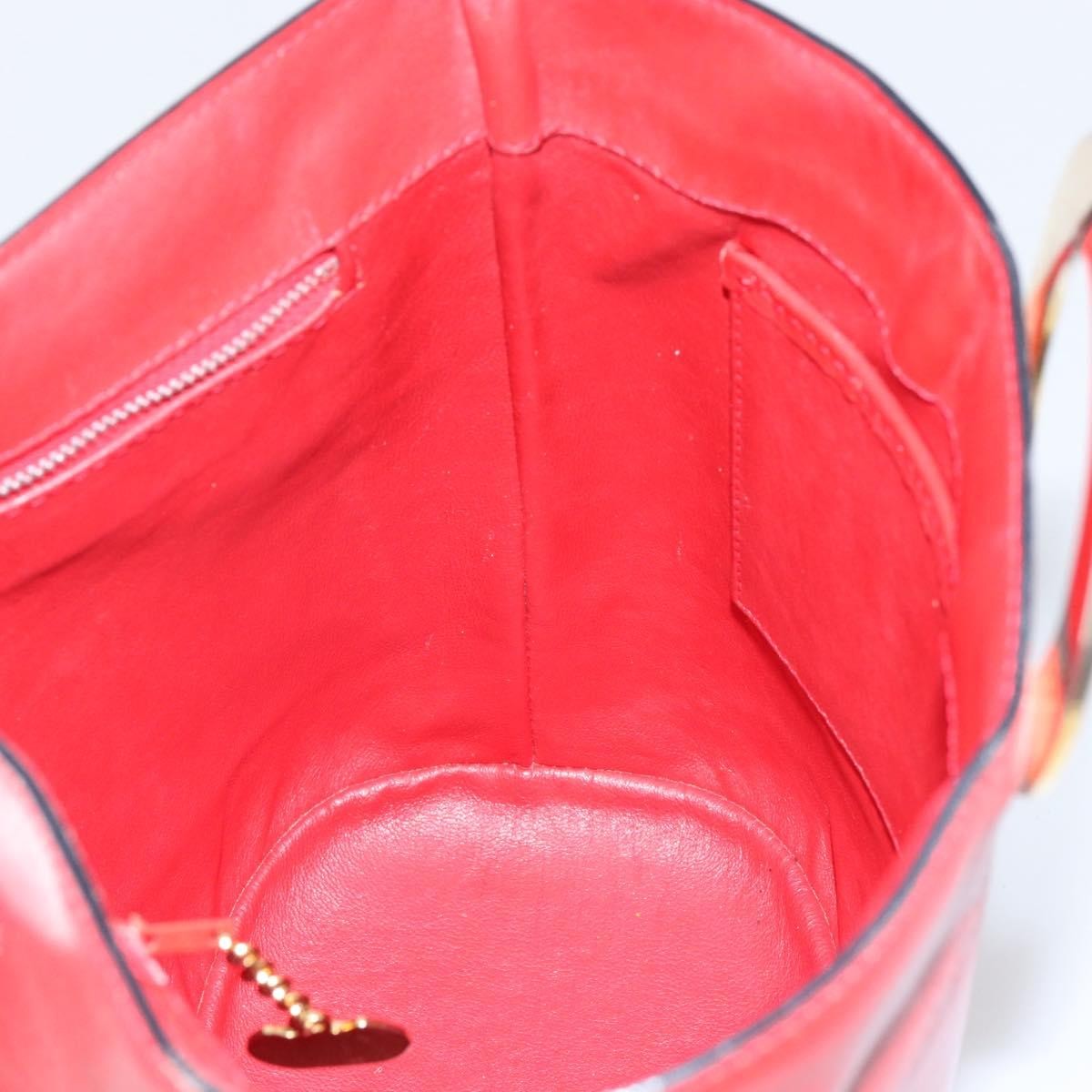 Celine Circle Logo Shoulder Bag Leather, RED, LEATHER, Shoulder bag