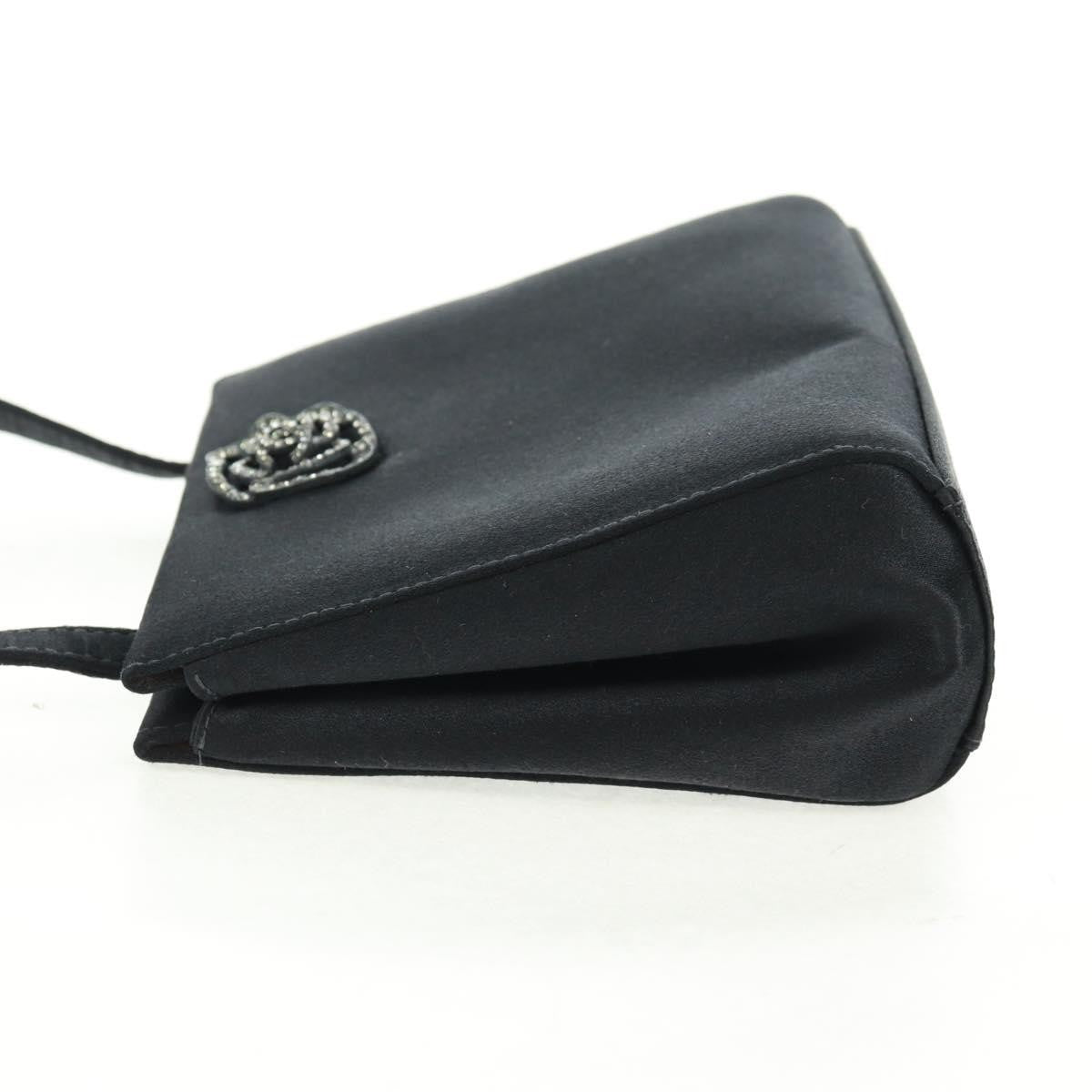 Chanel Vintage Crystal Camellia Evening Bag Satin, BLACK, SATIN, Shoulder bag