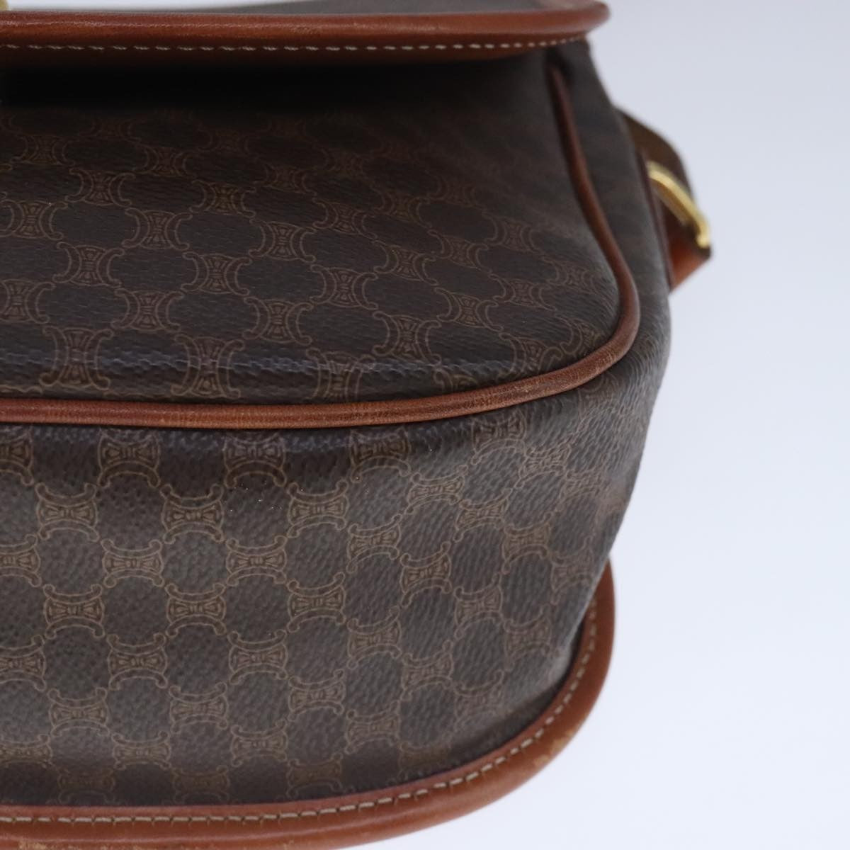 Celine Vintage Macadam Shoulder Bag Canvas and Leather, Brown, Canvas, Shoulder Bag