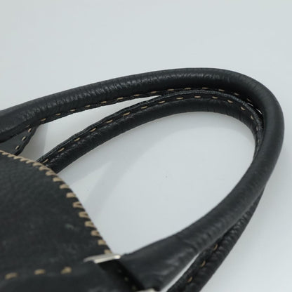 Fendi Selleria Handle Bag Embossed Leather, BLACK, LEATHER, Handbag