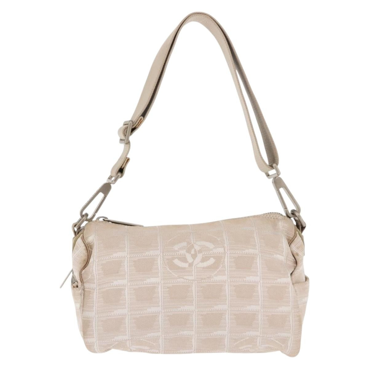 Chanel Travel Line Barrel Bag Nylon, BEIGE, NYLON, Shoulder bag