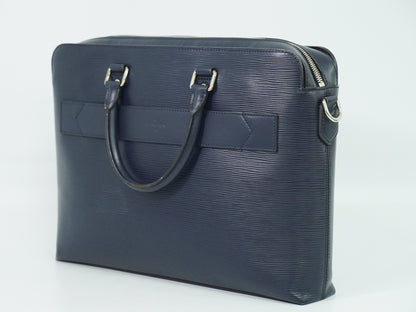 Louis Vuitton Brooks Briefcase Epi Leather, NAVY, LEATHER, Briefcase