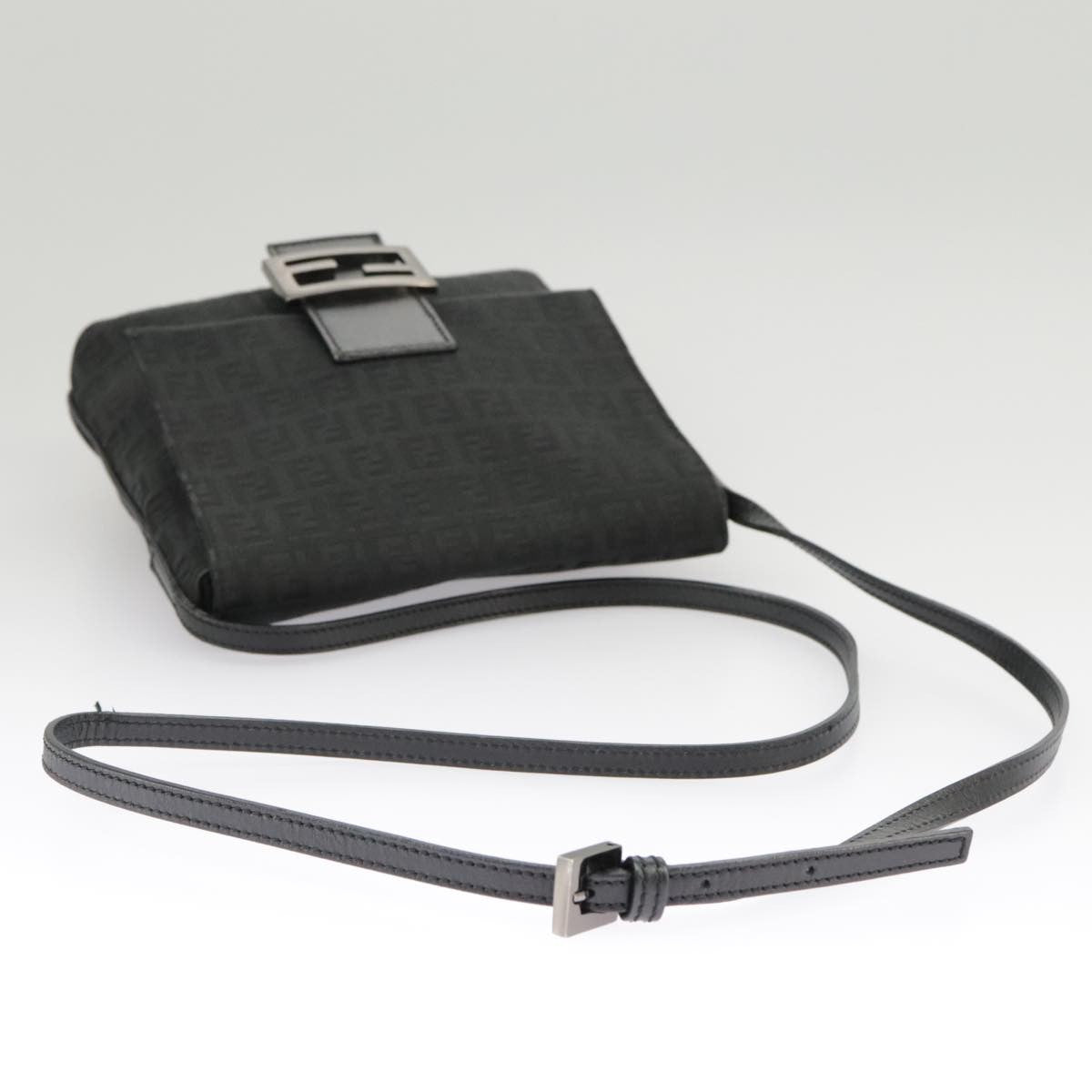 Fendi Mamma Baguette Shoulder Bag Canvas, BLACK, CANVAS, Shoulder bag