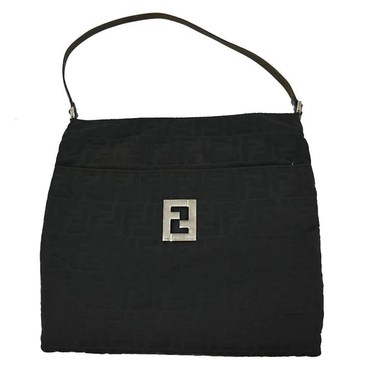 Fendi Vintage Shoulder Bag Zucca Canvas, BLACK, CANVAS, Shoulder bag