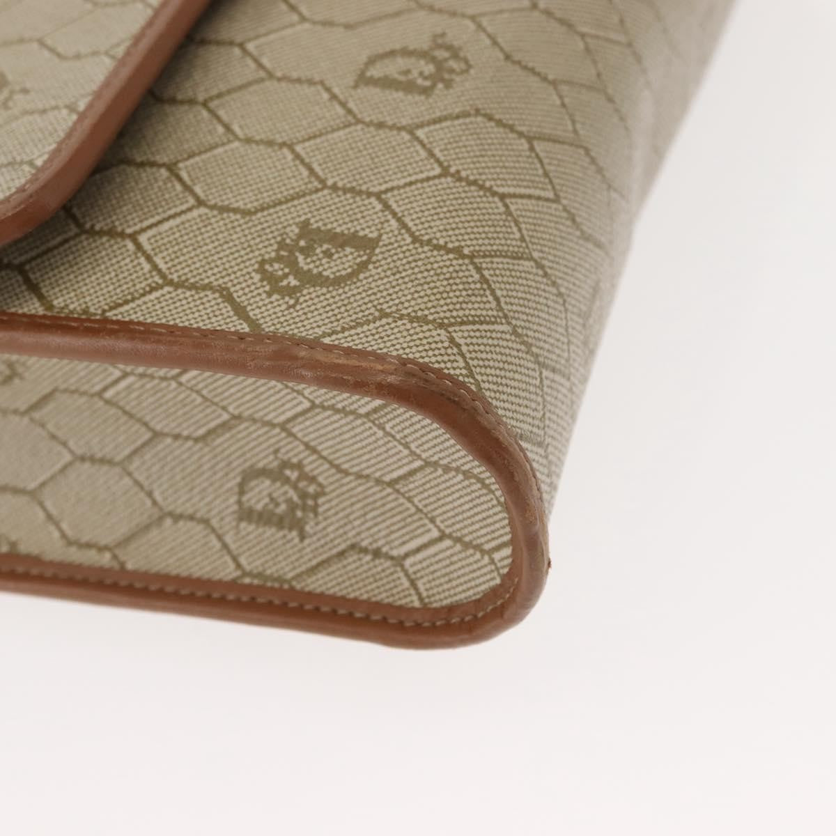 Christian Dior Vintage Honeycomb Flap Crossbody Bag Canvas and Leather, BEIGE, CANVAS, Shoulder bag