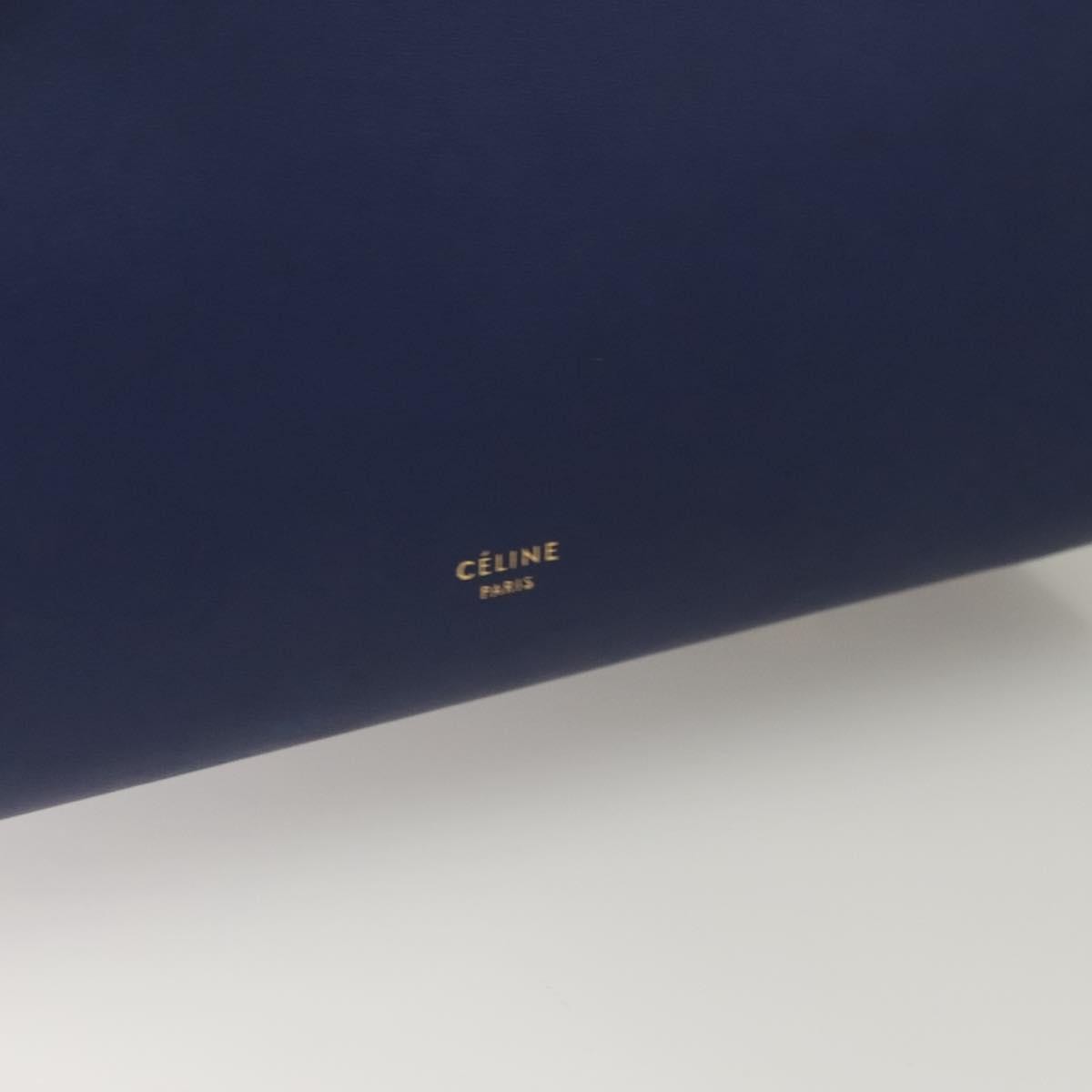 Celine Tie Knot Tote Smooth Leather, NAVY, LEATHER, Handbag
