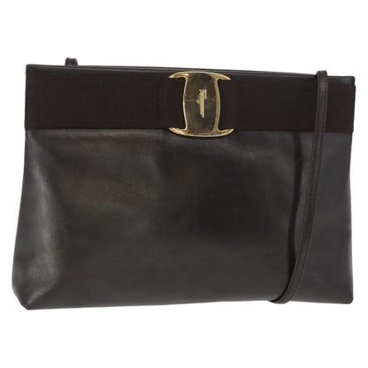 Salvatore Ferragamo Vala Shoulder Bag Leather, BROWN, LEATHER, Shoulder bag