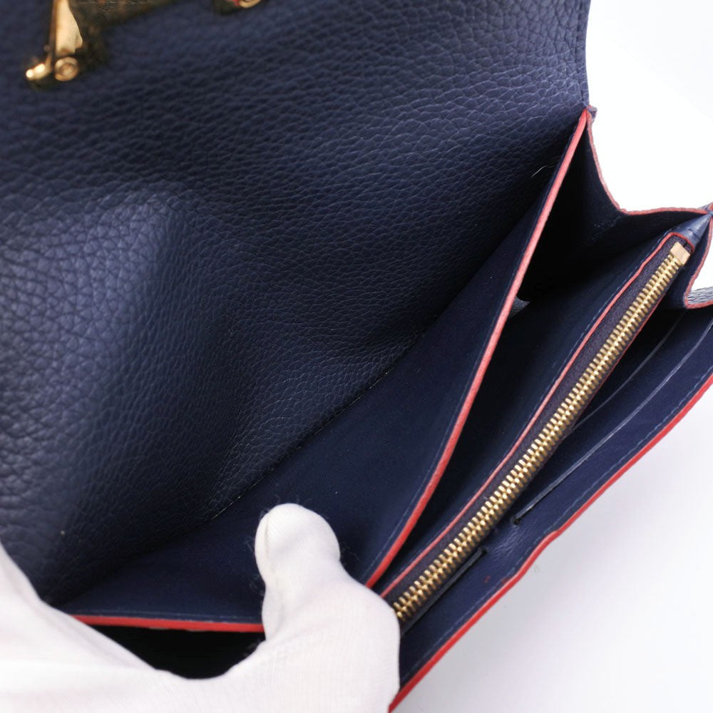 Louis Vuitton Capucines Long Wallet Leather, NAVY, LEATHER, Wallets