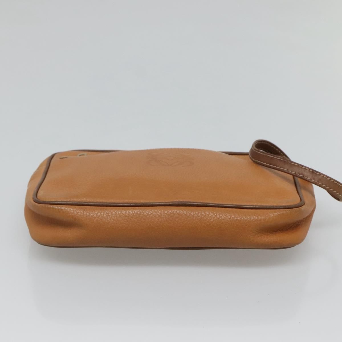 Loewe Anagram Clutch Bag Leather, BROWN, LEATHER, Clutche & pouche