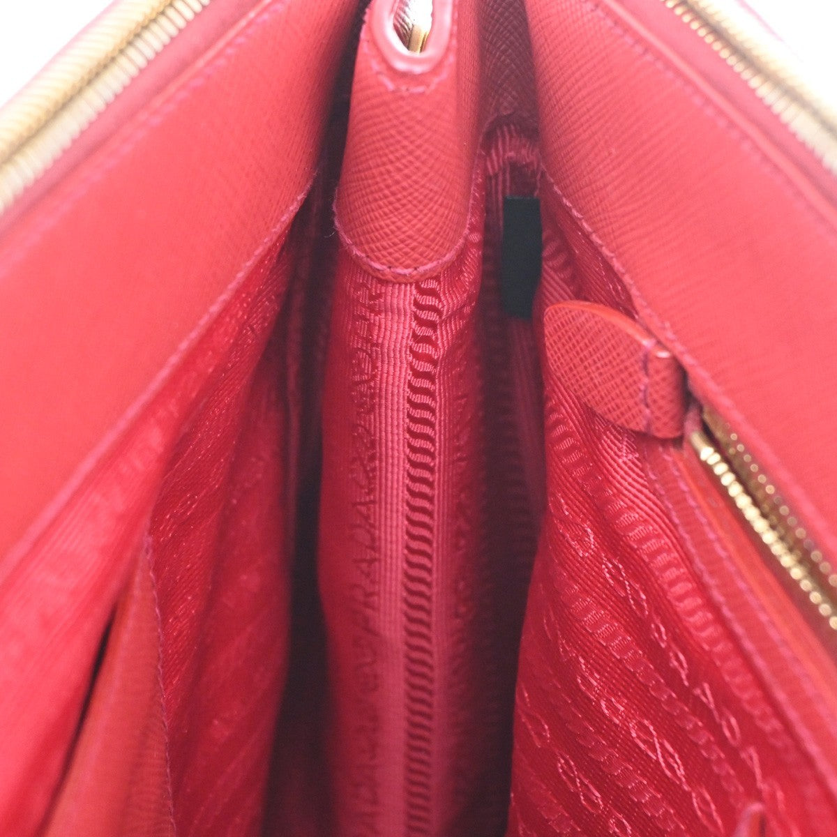 Prada Double Zip Lux Tote Saffiano Leather, RED, LEATHER, Tote bag